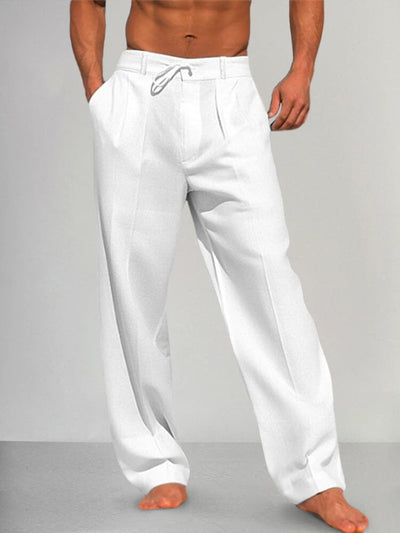 Cozy Straight Leg Cotton Linen Pants Pants coofandy White S 
