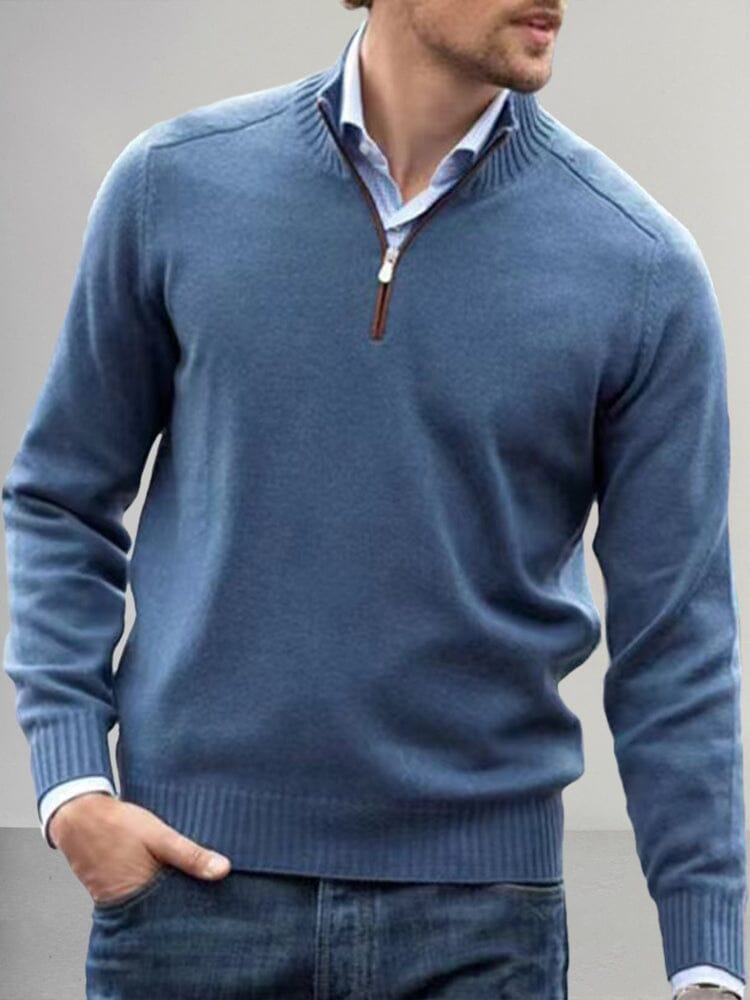 Casual Quarter Zip Pullover Sweater Sweater coofandy Blue M 