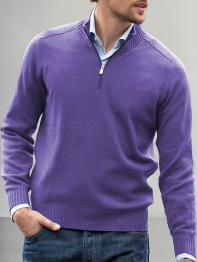 Casual Quarter Zip Pullover Sweater Sweater coofandy Purple M 