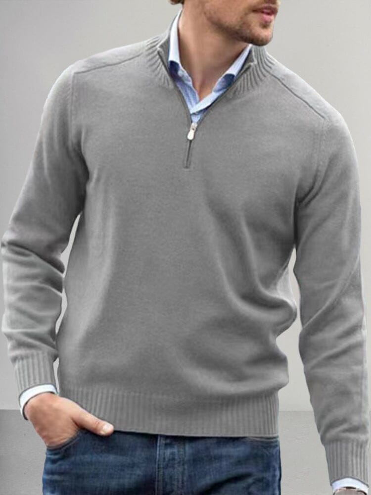 Casual Quarter Zip Pullover Sweater Sweater coofandy Grey M 