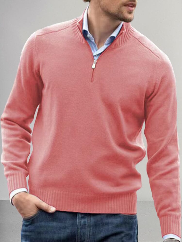 Casual Quarter Zip Pullover Sweater Sweater coofandy Pink M 