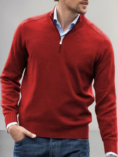 Casual Quarter Zip Pullover Sweater Sweater coofandy Red M 