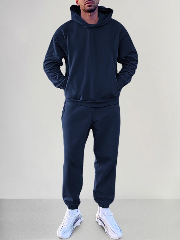 Soft Athleisure Hoodie Set Sets coofandy Navy Blue S 
