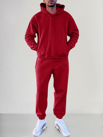 Soft Athleisure Hoodie Set Sets coofandy Red S 