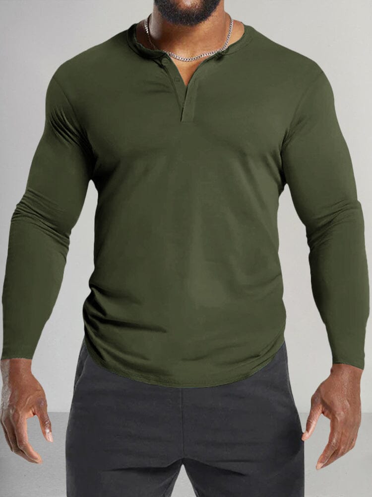 Classic Fit Soft Henley Shirt T-Shirt coofandy Army Green M 