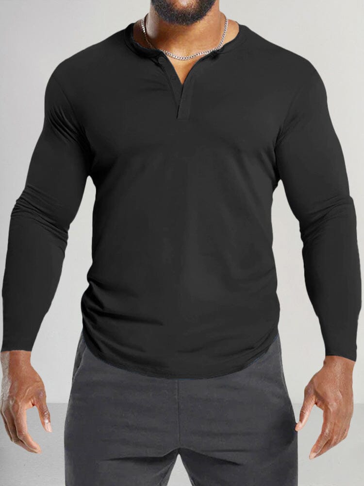 Classic Fit Soft Henley Shirt T-Shirt coofandy Black M 
