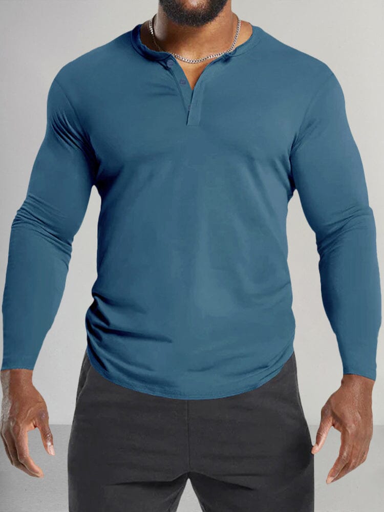Classic Fit Soft Henley Shirt T-Shirt coofandy Blue M 