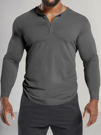 Classic Fit Soft Henley Shirt T-Shirt coofandy Dark Grey M 