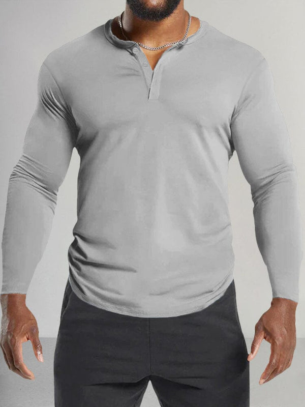 Classic Fit Soft Henley Shirt T-Shirt coofandy Light Grey M 