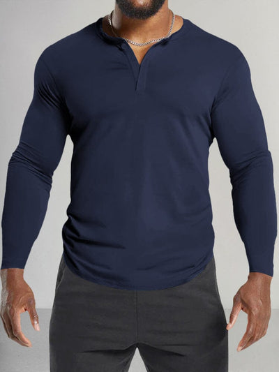 Classic Fit Soft Henley Shirt T-Shirt coofandy Navy Blue M 