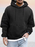 Textural Loose Fit Hoodie Hoodies coofandy Black S 
