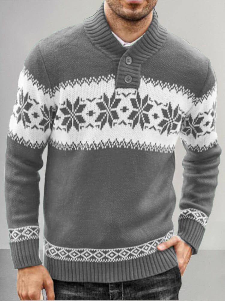 Stylish Jacquard Pullover Sweater Sweater coofandystore Grey S 