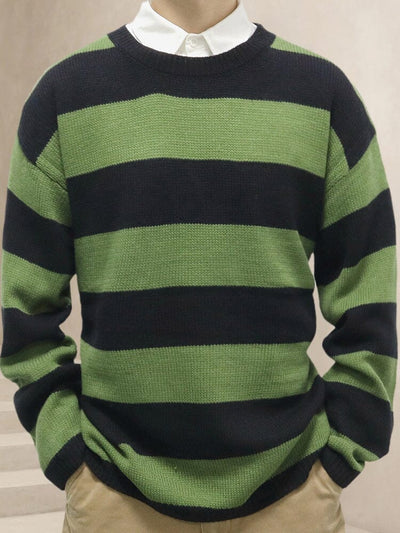 Casual Stripe Pullover Sweater Sweater coofandy Green M 