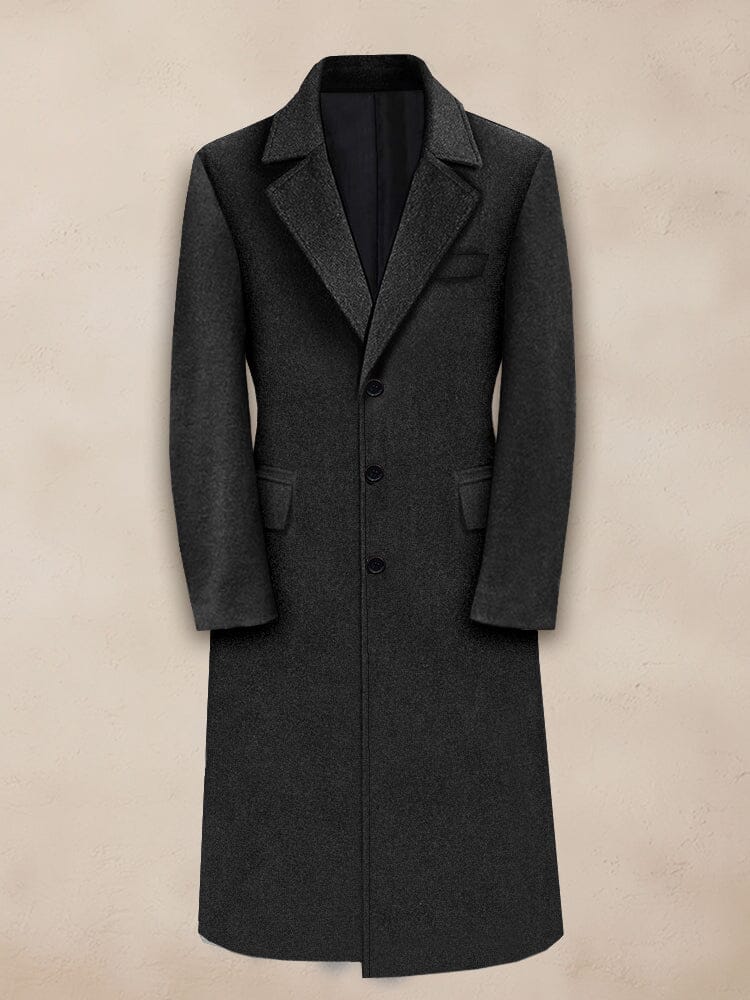 Classic Lapel Lined Tweed Coat Coat coofandy Black M 