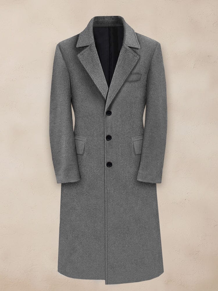 Classic Lapel Lined Tweed Coat Coat coofandy Grey M 