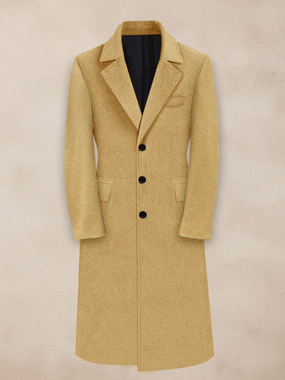 Classic Lapel Lined Tweed Coat Coat coofandy Camel M 