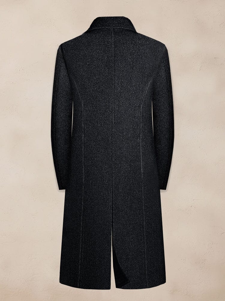 Classic Black Long Tweed Coat Coat coofandy 