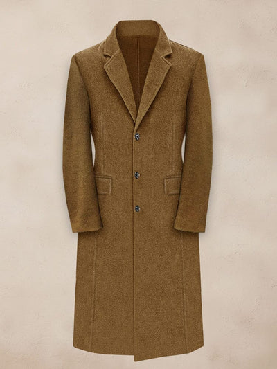 Classic Lapel Long Tweed Coat Coat coofandy Brown S 