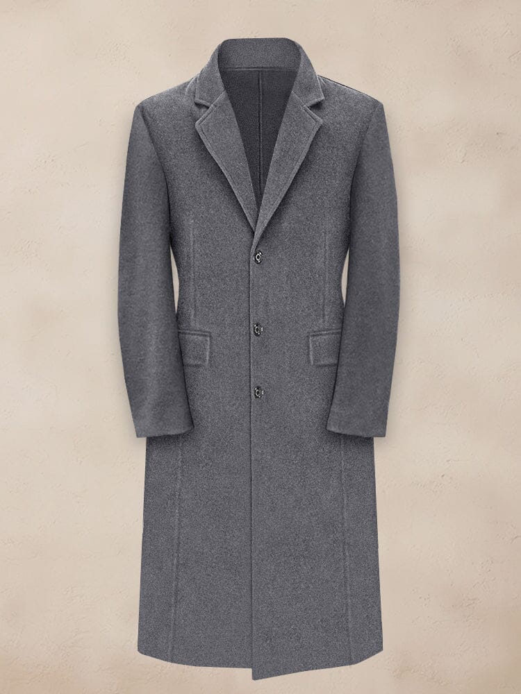 Classic Lapel Long Tweed Coat Coat coofandy Grey S 