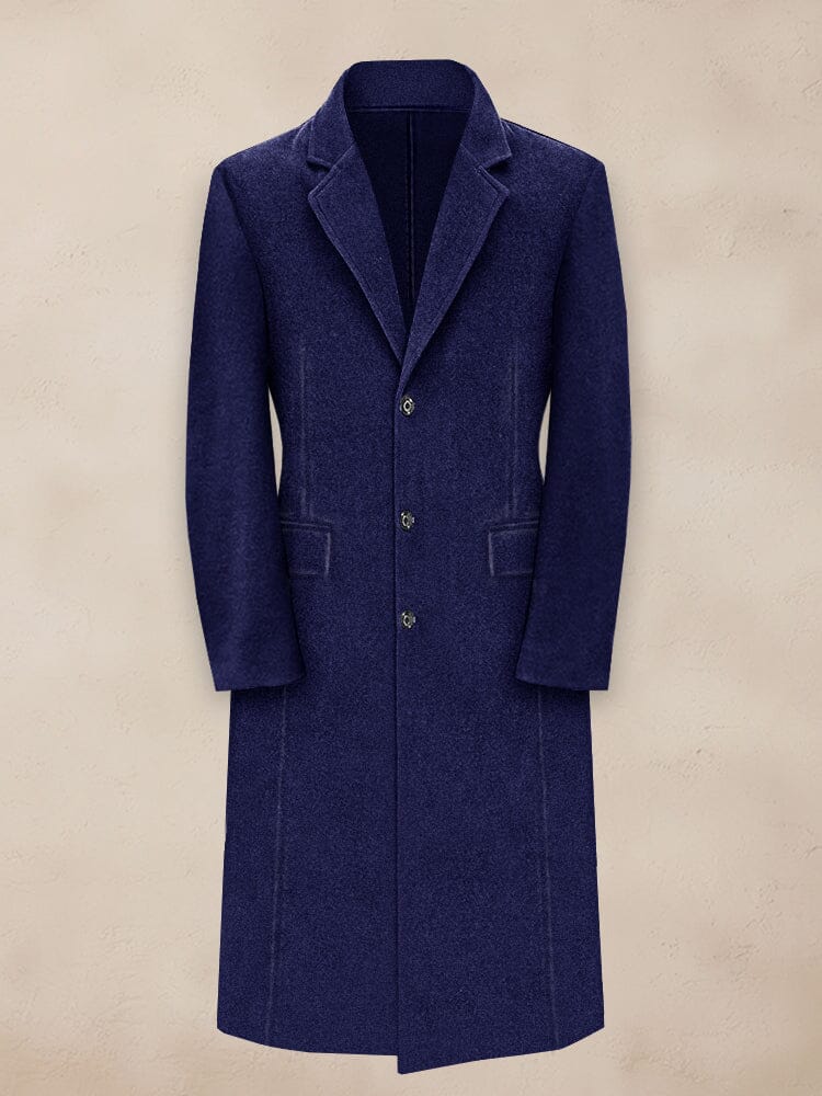 Elegant Solid Color Tweed Coat Coat coofandy Navy Blue S 