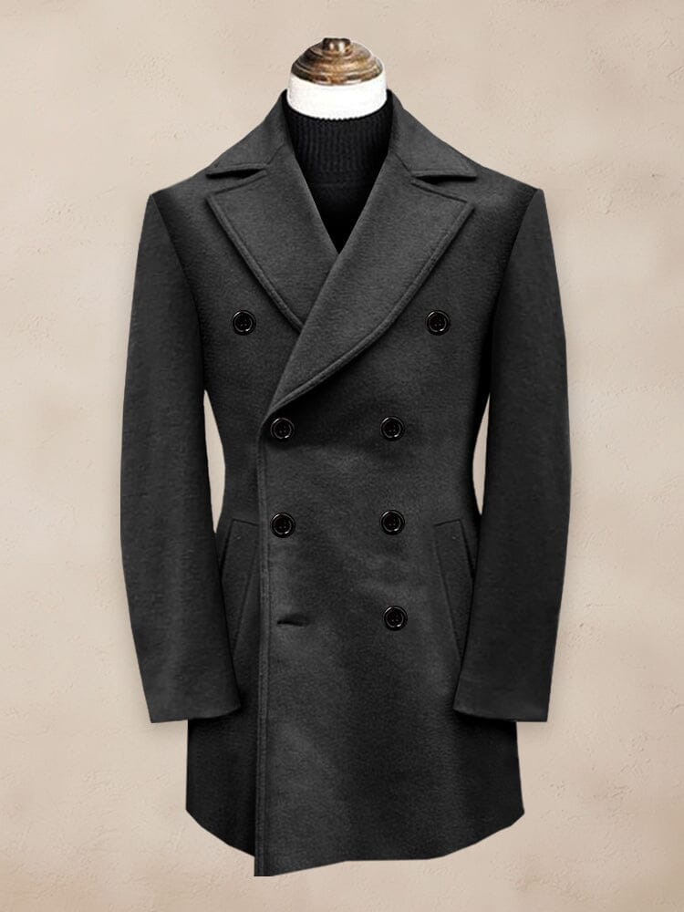 Classic Mid-Length Lined Tweed Coat Coat coofandy Black S 