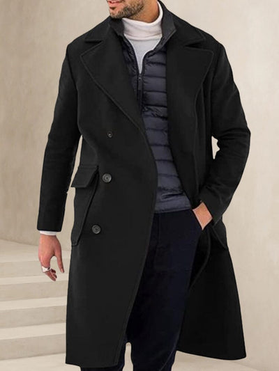 Premium Double-Breasted Tweed Coat Coat coofandystore Black M 