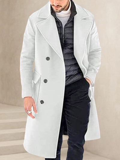 Premium Double-Breasted Tweed Coat Coat coofandystore White M 