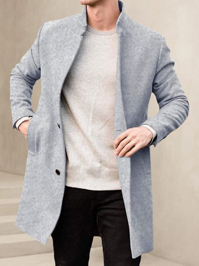 Classic Stand Collar Tweed Coat Coat coofandystore Light Grey M 