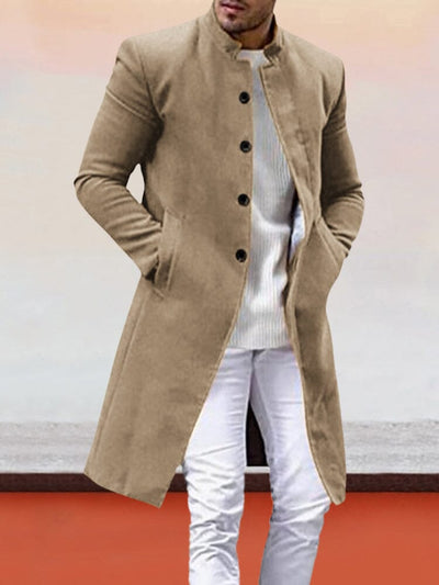 Casual Stand Collar Long Tweed Coat Coat coofandy 