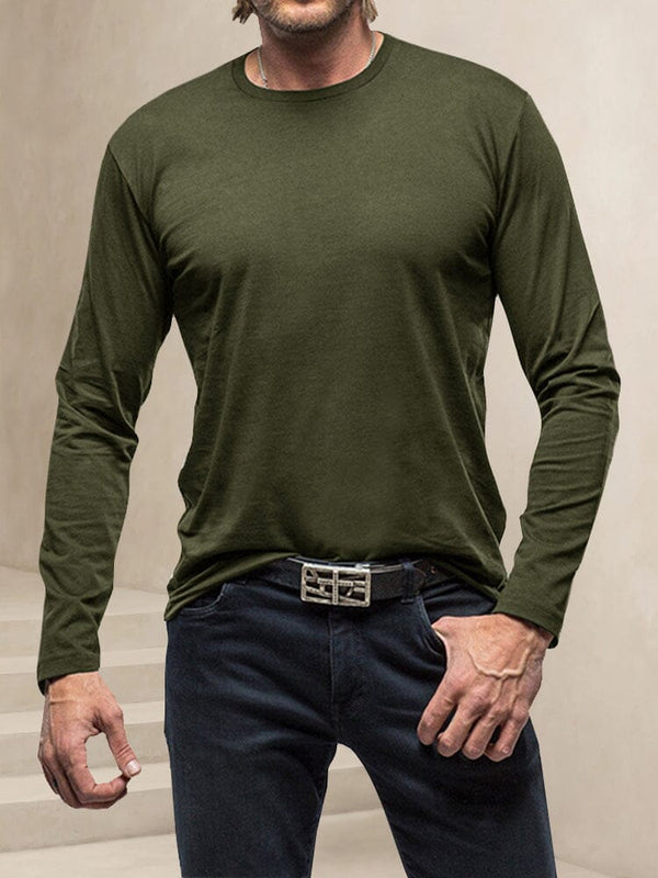 Classic Crew Neck 100% Cotton Top Shirts coofandy Army Green S 