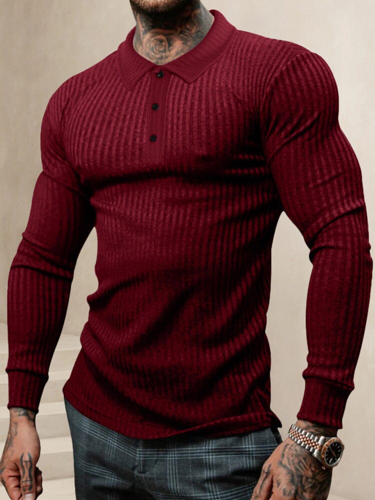 Casual Stretch Pitted Polo Shirt Shirts coofandy Red S 