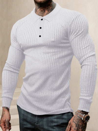 Casual Stretch Pitted Polo Shirt Shirts coofandy White S 