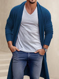Casual Shawl Collar Long Cardigan Cardigans coofandy Navy Blue M 