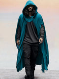 Stylish Hooded Cloak Cardigan Cape coofandy Blue S 