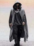 Stylish Hooded Cloak Cardigan Cape coofandy Grey S 