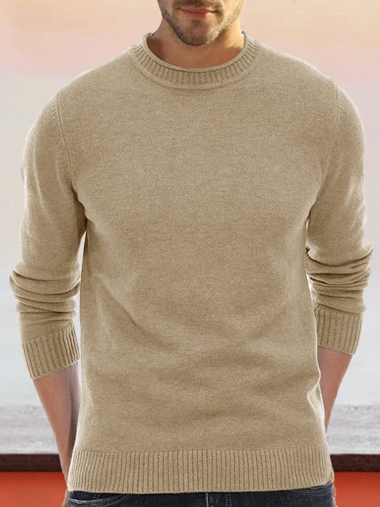 Classic Basic Knit Sweater Sweater coofandy Khaki S 