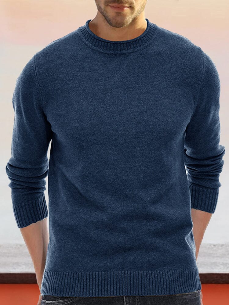 Classic Basic Knit Sweater Sweater coofandy Navy Blue S 
