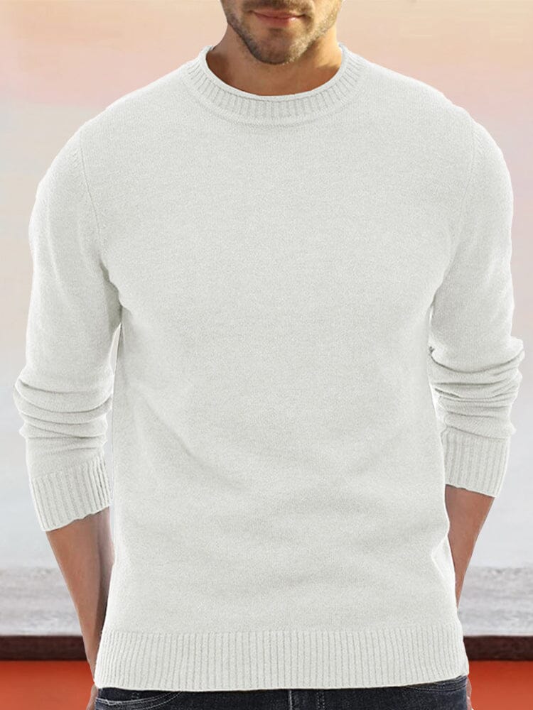 Classic Basic Knit Sweater Sweater coofandy White S 