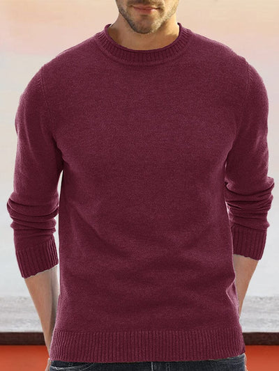 Classic Basic Knit Sweater Sweater coofandy Wine Red S 