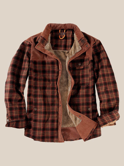 Casual Fleece Lined Plaid Jacket Jackets coofandystore Wine Red S 