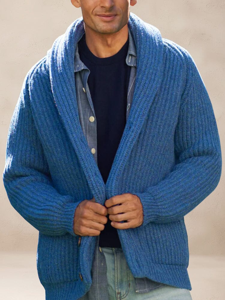 Stylish Lapel Collar Sweater Coat Cardigans coofandystore Blue XS 