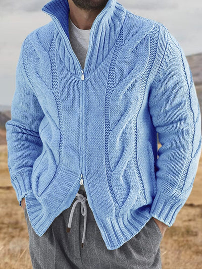 Casual Turtleneck Zip-Up Sweater Sweater coofandy Blue M 