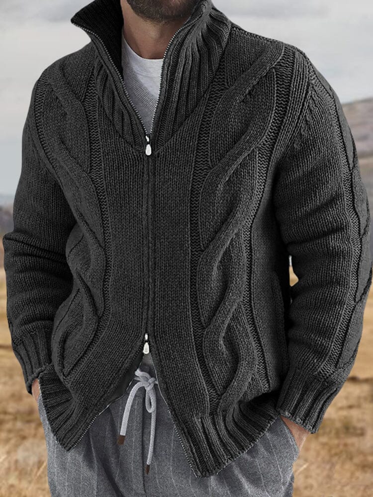 Casual Turtleneck Zip-Up Sweater Sweater coofandy Black M 