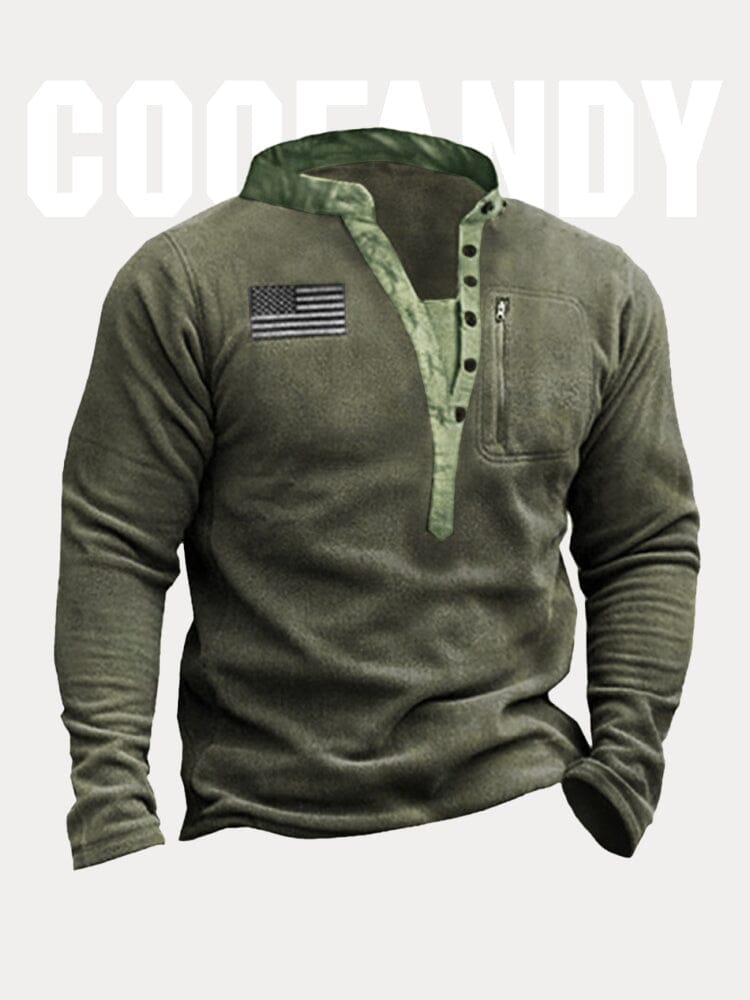 Vintage Fleece Pullover Sweatshirt Hoodies coofandy Army Green M 