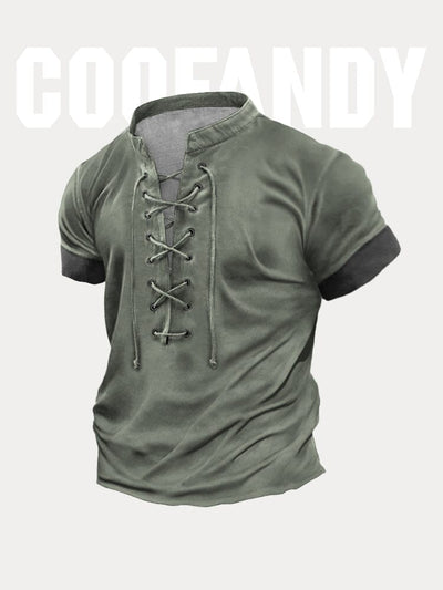 Vintage Splicing Texture Printed T-shirt T-Shirt coofandy Army Green S 