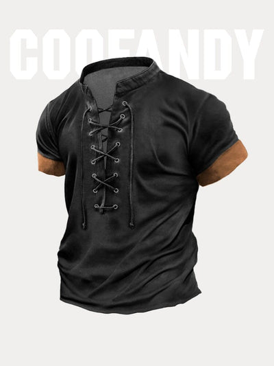 Vintage Splicing Texture Printed T-shirt T-Shirt coofandy Black S 