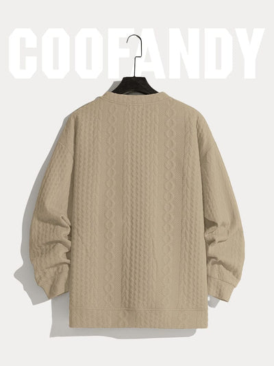 Textural Loose Fit Sweatshirt Hoodies coofandy 