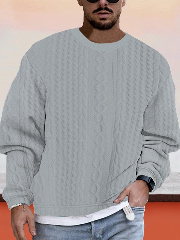 Textural Loose Fit Sweatshirt Hoodies coofandy Grey S 
