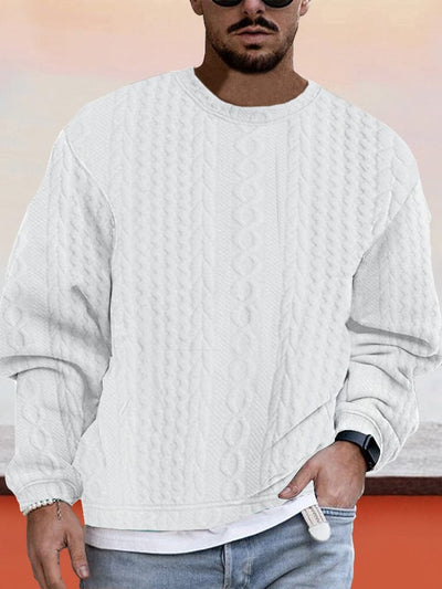 Textural Loose Fit Sweatshirt Hoodies coofandy White S 