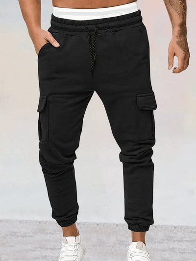 Casual Beam Feet Cargo Sweatpants Sweatpants coofandy Black M 